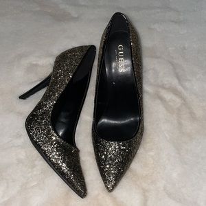Guess Heels Size 9 Gold Sparkle